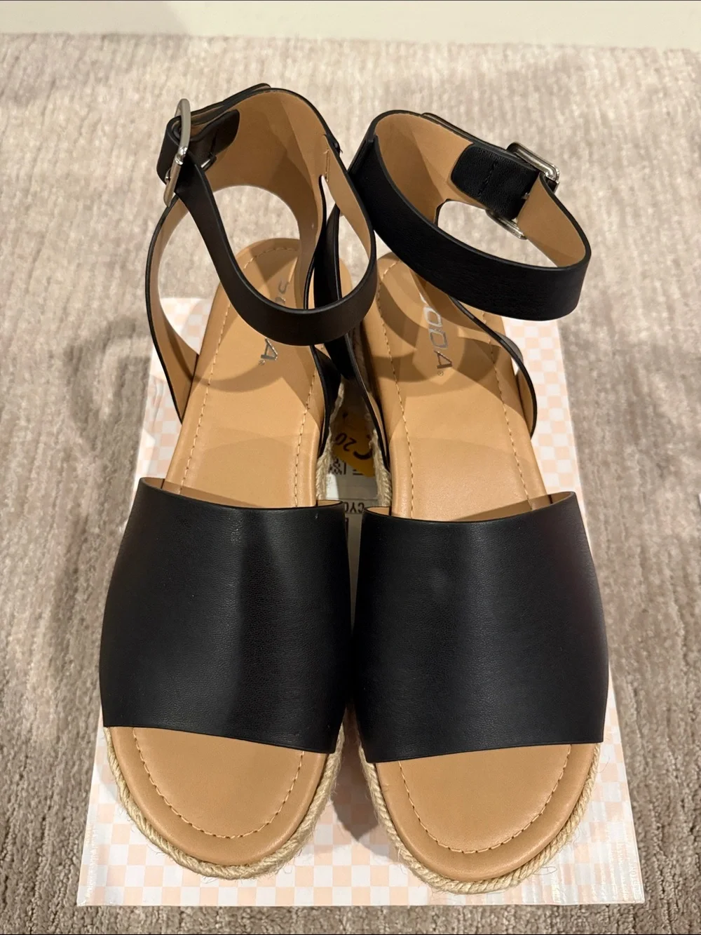 Soda Black Espadrille Platform Sandals with Ankle Wrap